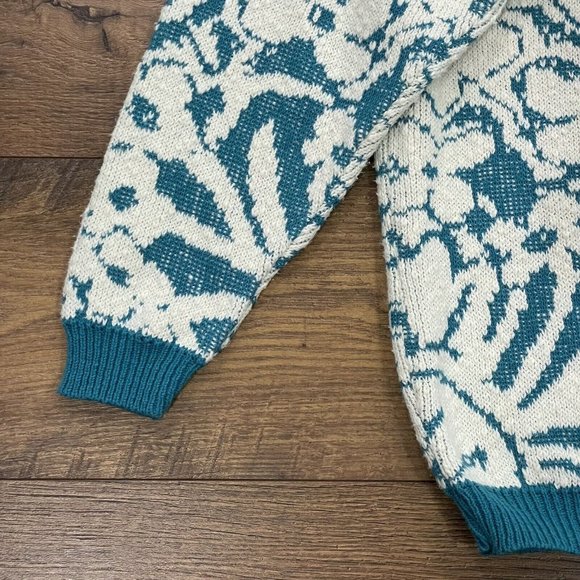DIANE VON FURSTENBERG Sweater Womens Medium Collared Floral Textured Y2K Vintage - Picture 4 of 11